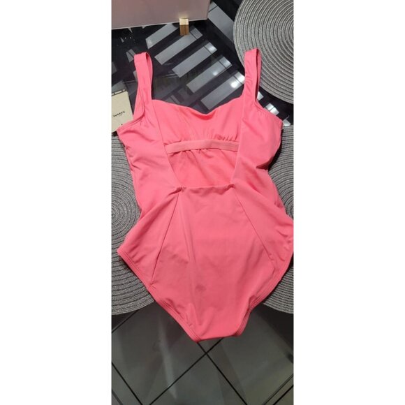NIKE Essential One Piece Swimsuit Women Small Coral Pink Wide Strap U-Back - Picture 7 of 11